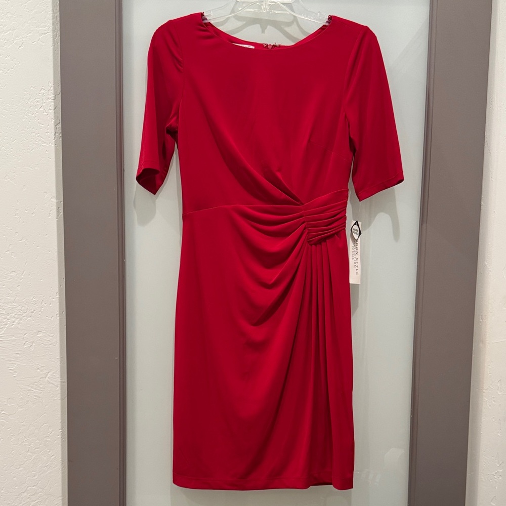 London Style Collection Red 4 Petite Dress NWT